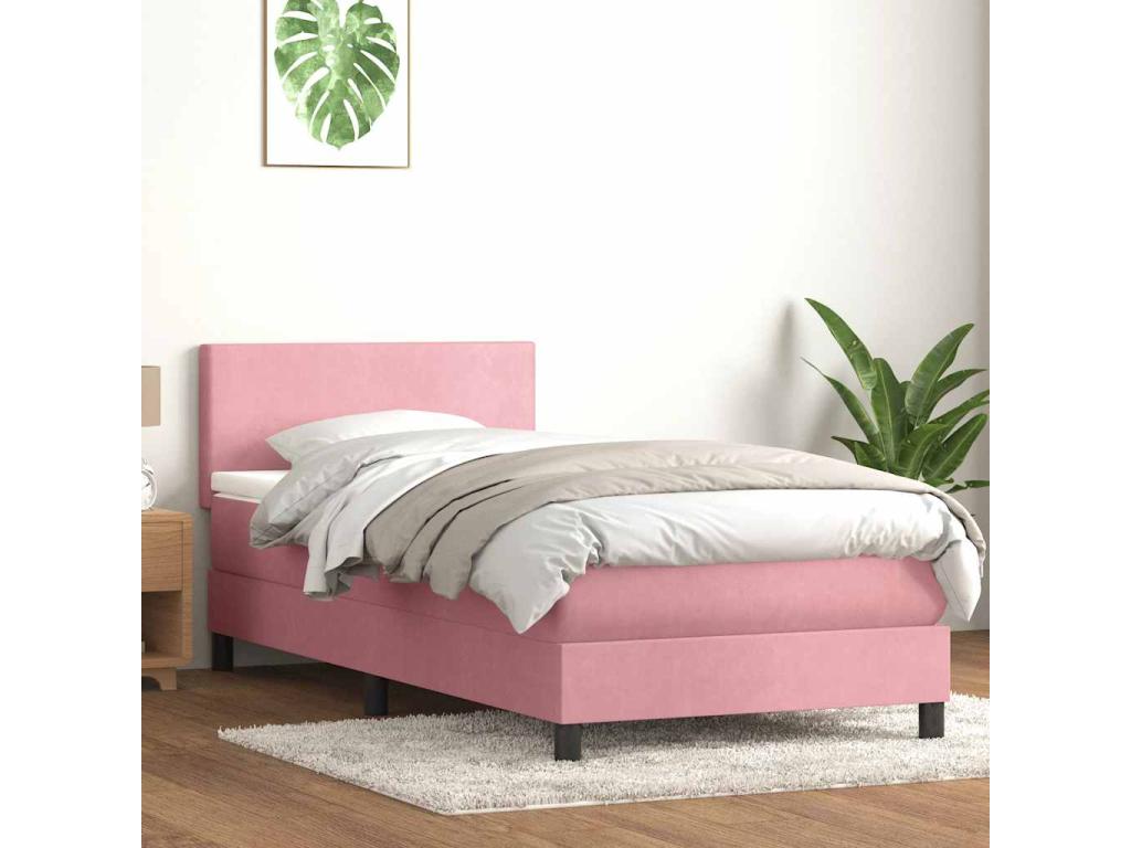 Calmetop bed base with pink velvet mattress 80x220 cm 67768URVM