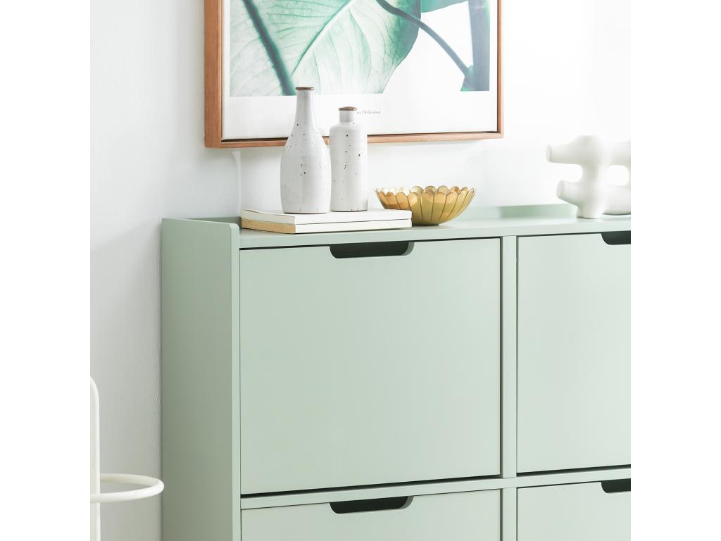 Nidchicshop Shoe Cabinet, Chest of Drawers with 4 Drop-Down Doors, Entryway Furniture, Shoe Storage Chest – Green 100x19x90cm FSR100-GR 68849YTDQ