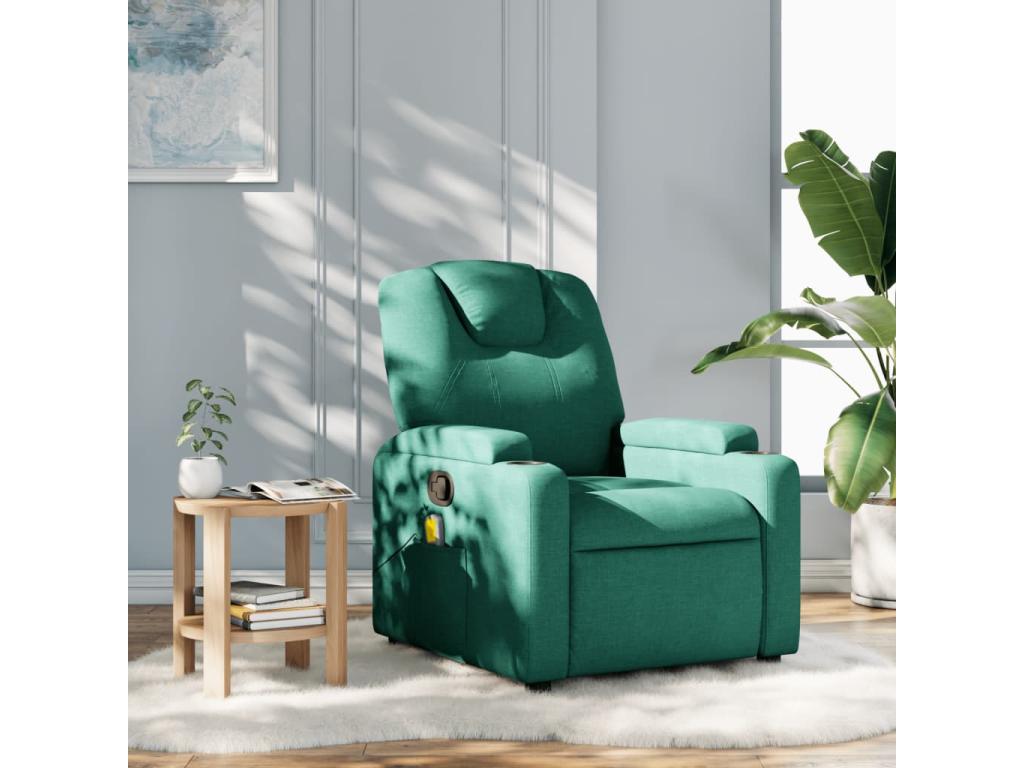 Dark Green Fabric Reclining Massage Chair 49675YBTJ