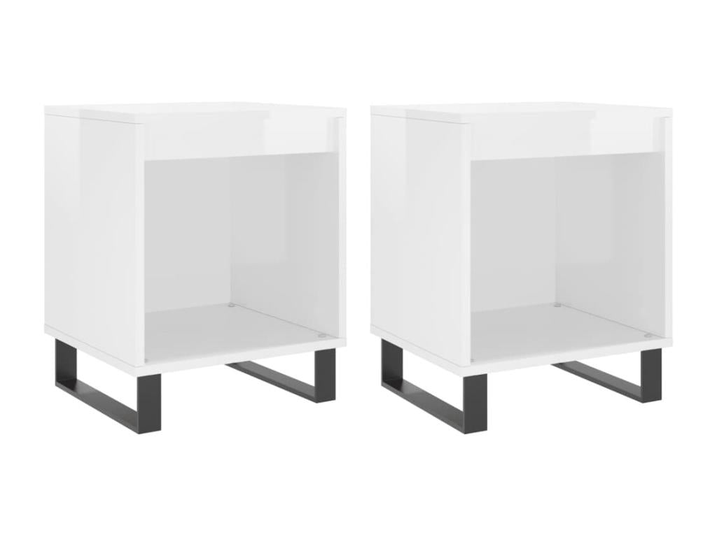 2-piece bedside tables, glossy white, 40x35x50 cm, 21303OTGL
