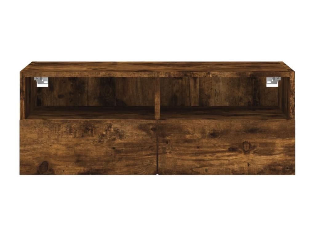 Smoked oak wall-mounted TV unit, 80x30x30 cm, engineered wood, 28939UCAG