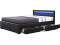 Nidchicshop LED Bed with 4 Drawers - 140x190 cm - Black 24100FIPF