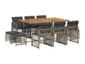 11-piece garden dining set with grey poly rattan cushions 06449GMUY
