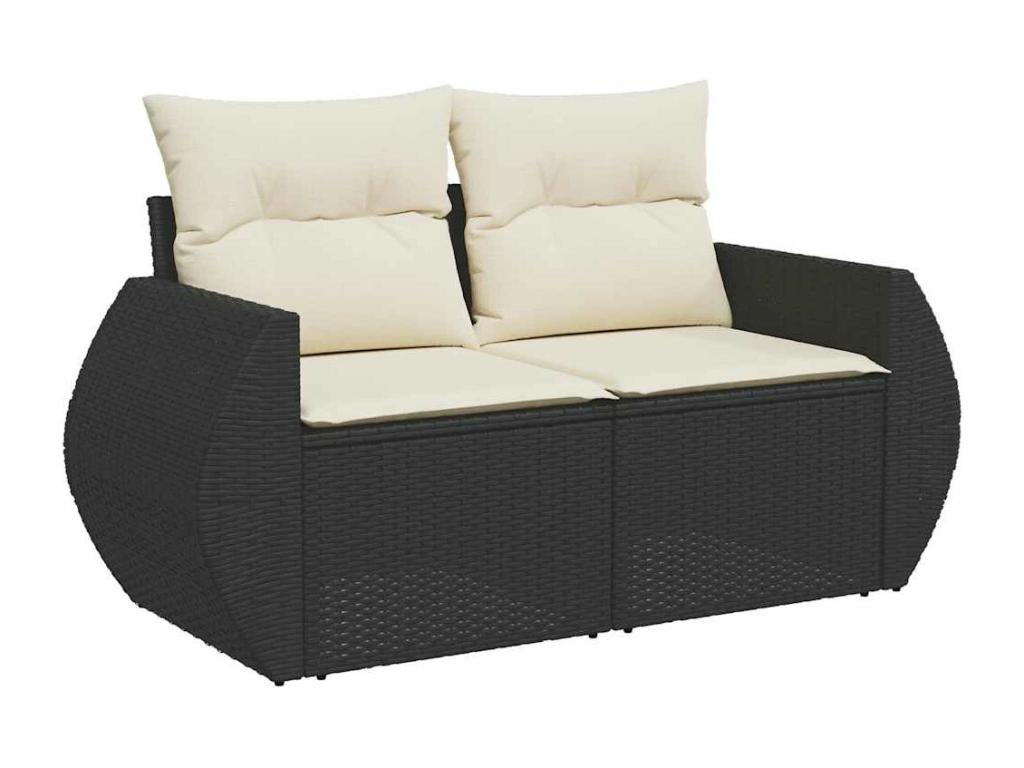 8-piece garden furniture set with cushions, black resin wicker, 47607TQCI