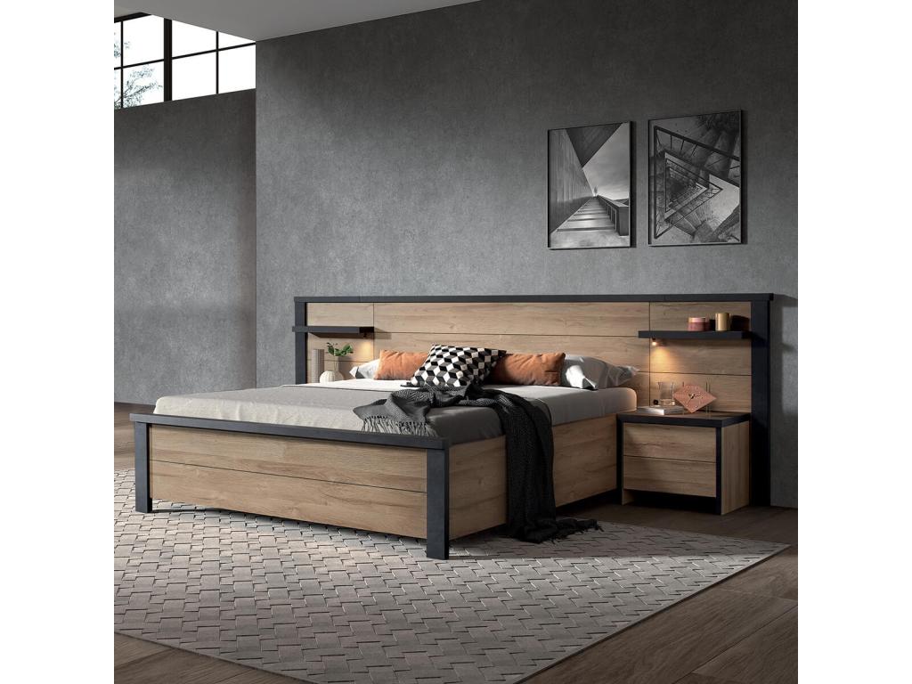Nidchicshop - Bedroom 140x190cm Headboard with LEDs Bedside Tables 07542LTYQ