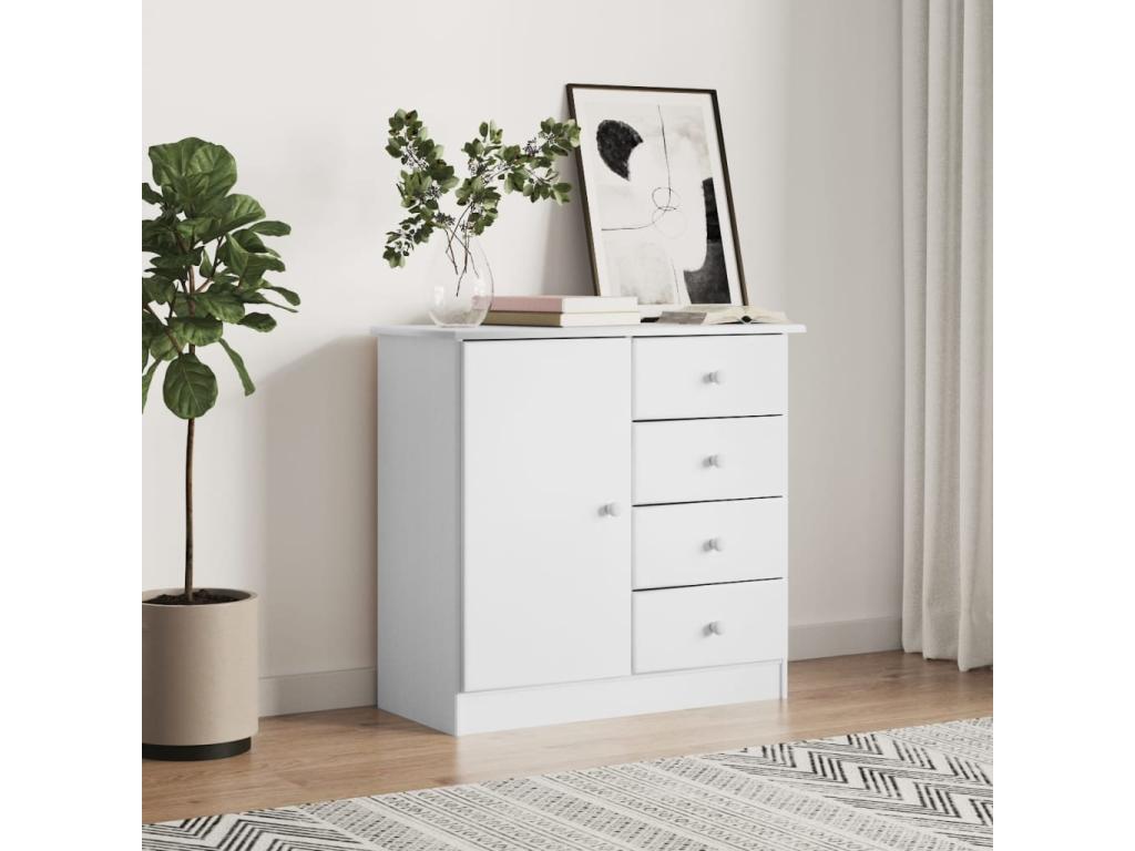 Calmetop white sideboard 77x35x73 cm solid pine wood 61480NFSW