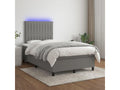 Upholstered bed base and mattress with LED lighting, Dark Grey, 120x200 cm, Fabric 68401SWGO