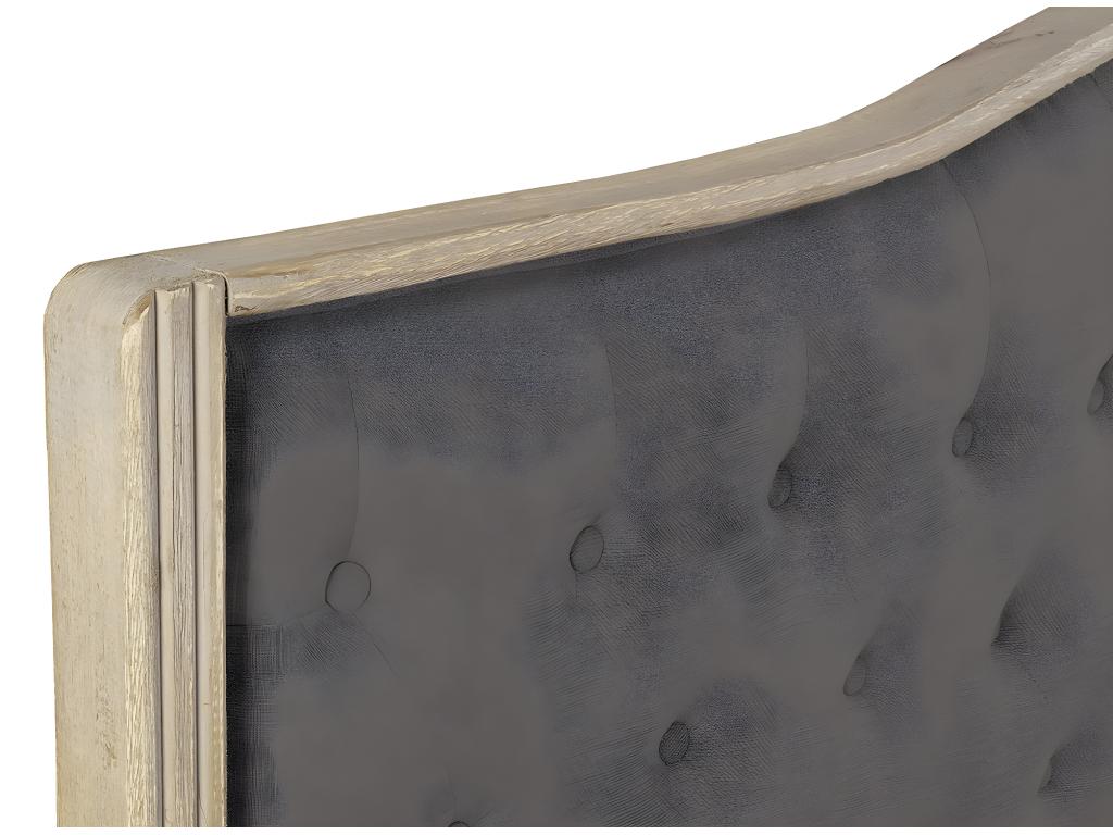 Upholstered headboard in dark grey linen and natural wood - length 160 x depth 10 x height 120 cm 33738LILA