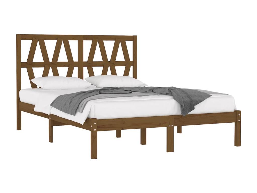Honey brown bed frame Solid pine wood 200x200 cm 91838NEAA