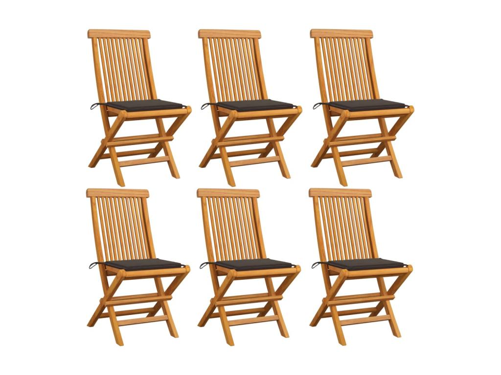 Nidchicshop Garden Chairs with Cushions, 6 pcs, Solid Teak Wood, 4 49962FKQI