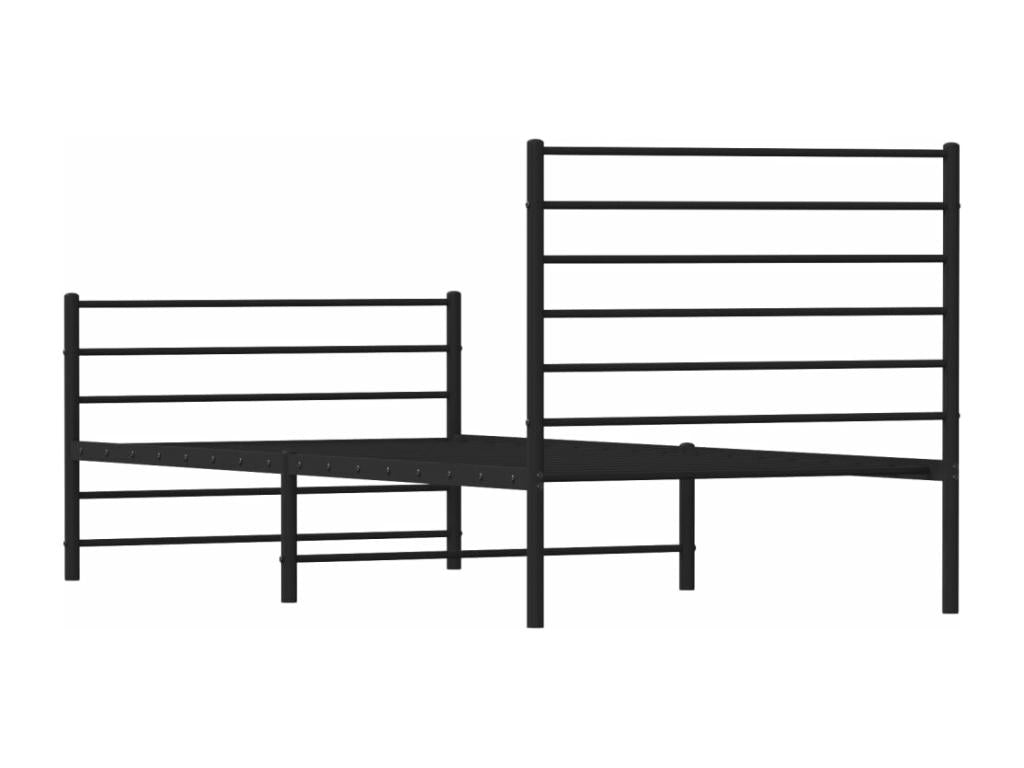Metal bed frame with headboard/footboard, black, 100x190 cm, 91835RQEH