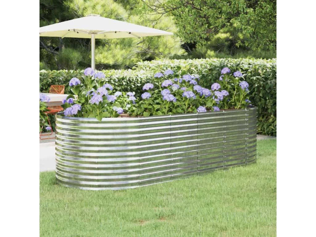 Raised garden bed, powder-coated steel, silver, 23677JZNQ