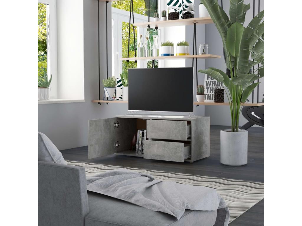 TV stand, concrete grey, 80x34x36 cm, chipboard, 85584CWJU