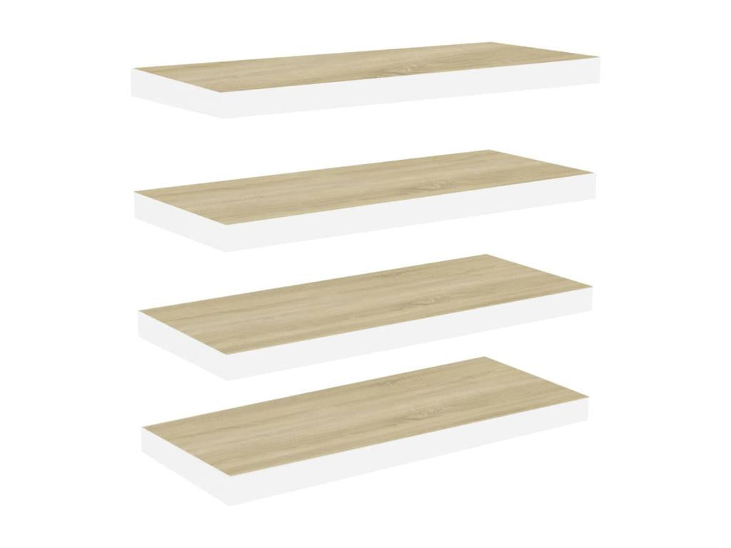 Floating shelves, 4 pcs, oak and white, 80x23.5x3.8 cm, Nidchicshop 73310NECG