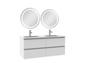 Bathroom furniture set 120cm double sink and round illuminated mirror White 66701UGBC