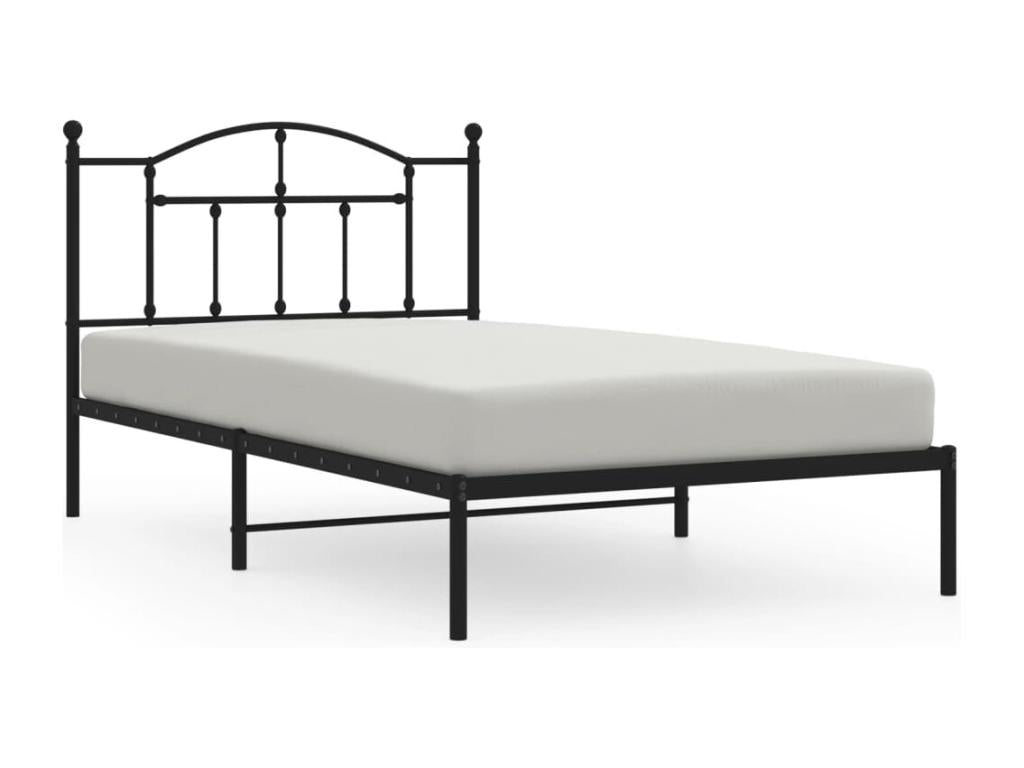 Metal bed frame with black headboard 107x203 87554OCRQ