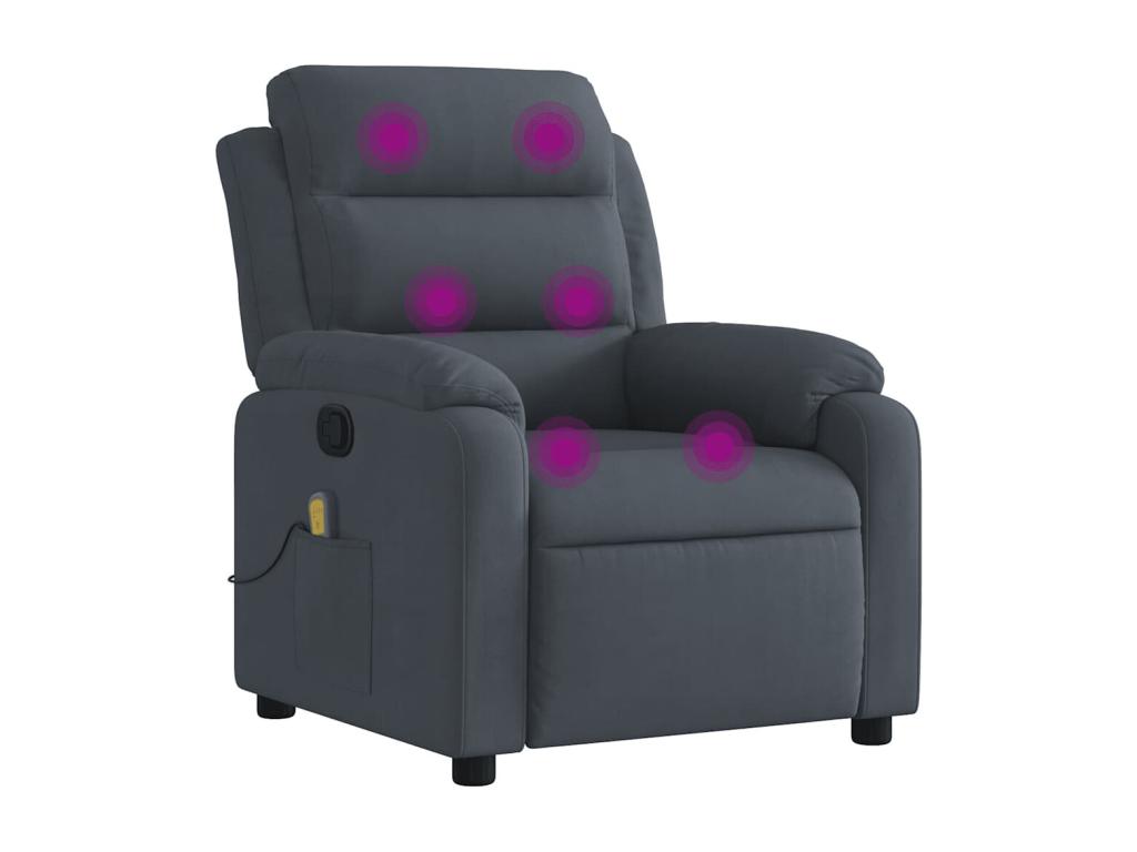 Dark grey velvet reclining massage chair 41984WRJO