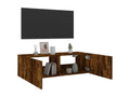 Wall-mounted TV unit with Nidchicshopères LED lighting, smoked oak, 100x35x31 cm, 27416UUCA