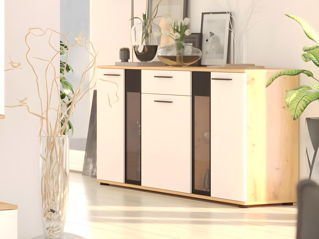 Nidchicshop 114 Display Cabinet with Doors and Drawers - Number of Doors: 3 - Dimensions: 80x140x40cm - 72480FABH