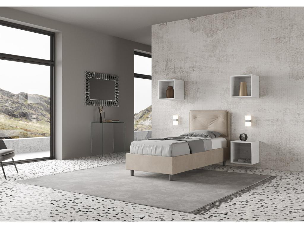 Upholstered bed without slatted base 80x210 in sand microfiber Nidchicshop 03767VZOW