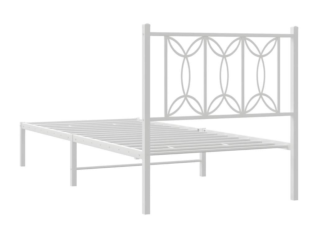 Metal bed frame with white headboard 90x190 cm 58622FQCM