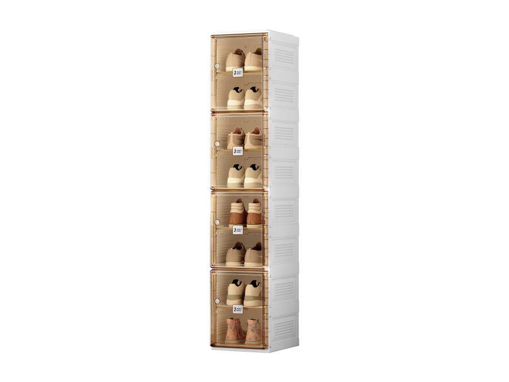Portable shoe cabinet with doors and shelves. Stackable storage for the living room. 02984XVUR