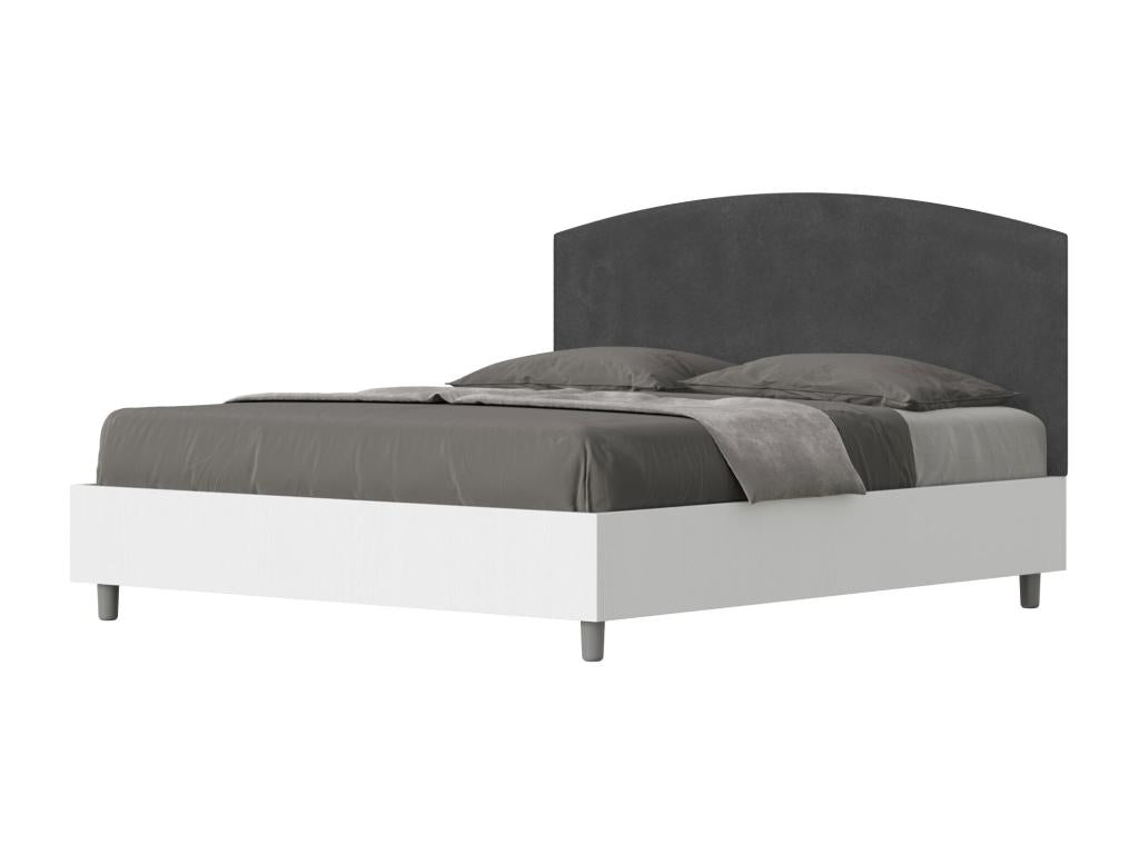 Bohometop 47987GLQF 160x190 Storage Bed with White Ash Frame and Grey Microfiber Headboard
