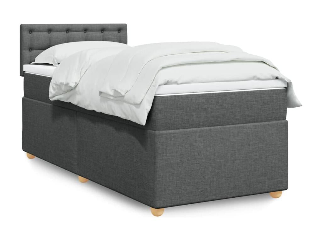 Nidchicshop bed base with mattress, Dark Grey 90x200 cm, Fabric 36734YDPY
