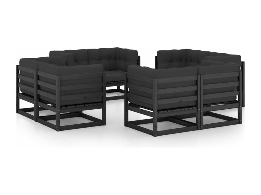 8-piece garden furniture set with cushions, solid pine wood, 28283LLRM