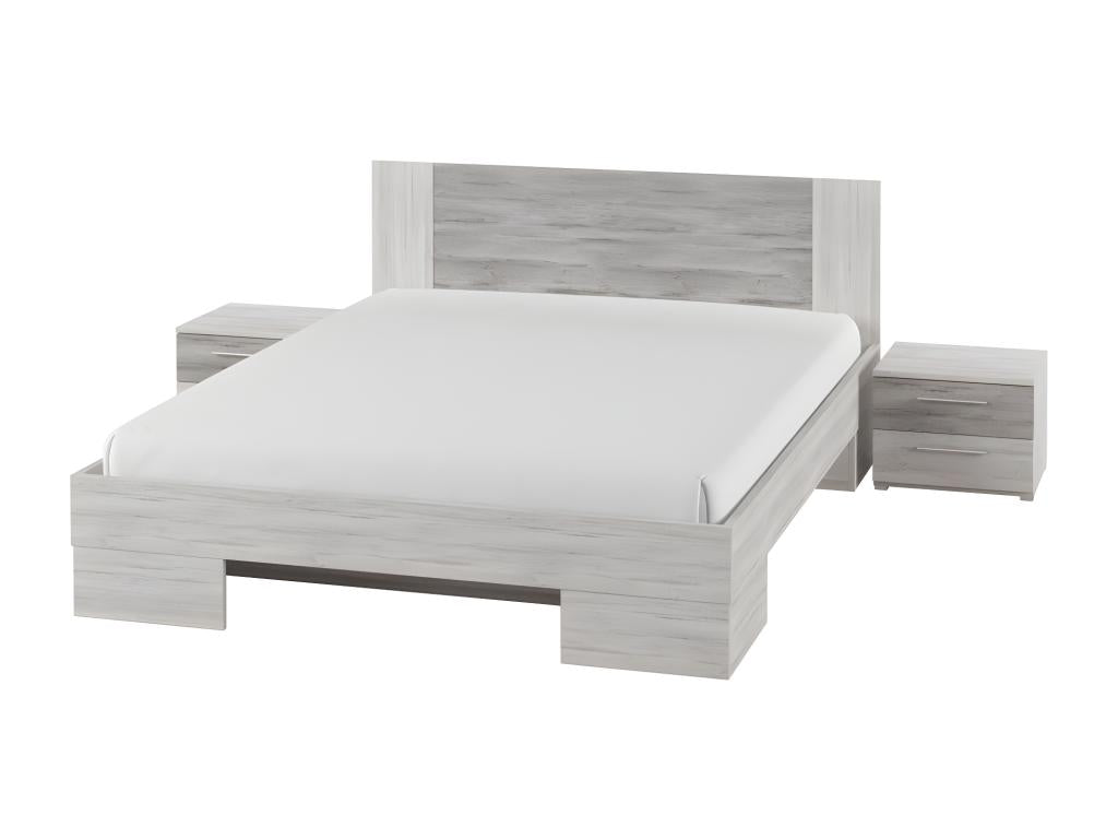 Adult bed 160x200 Calmetop collection - Calmetops integrated bedside tables - Light grey and dark grey 98169TYOL