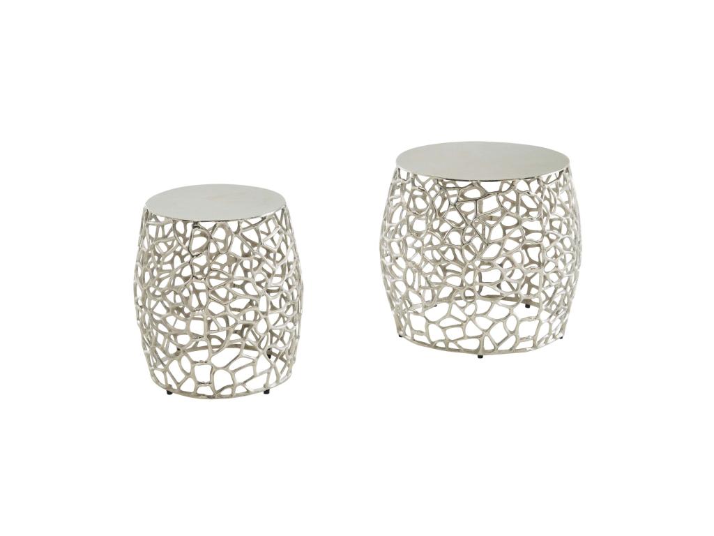 Side Table Set of 2 Small Round Modern Coffee Tables for Living Room 62396KCKG