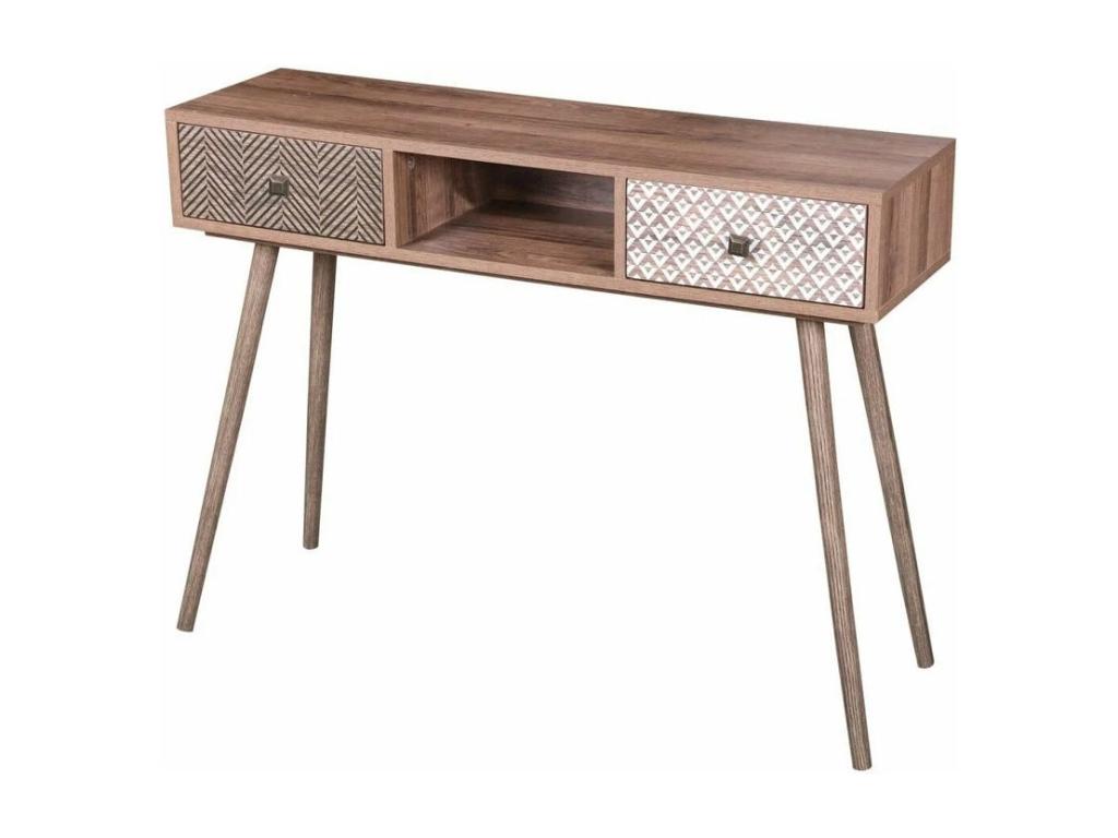 Calmetop console table in light oak finish with 2 drawers – Scandinavian design and practical storage 88307UXWR