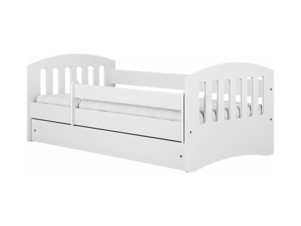 Children's bed with removable safety rail, white, Calmetop - 80x140 - Drawers, 87202OEMS