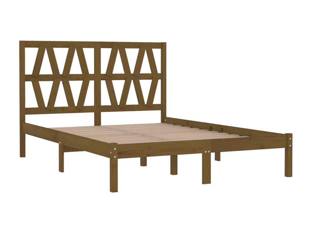 Honey brown bed frame Solid pine wood 200x200 cm 91838NEAA