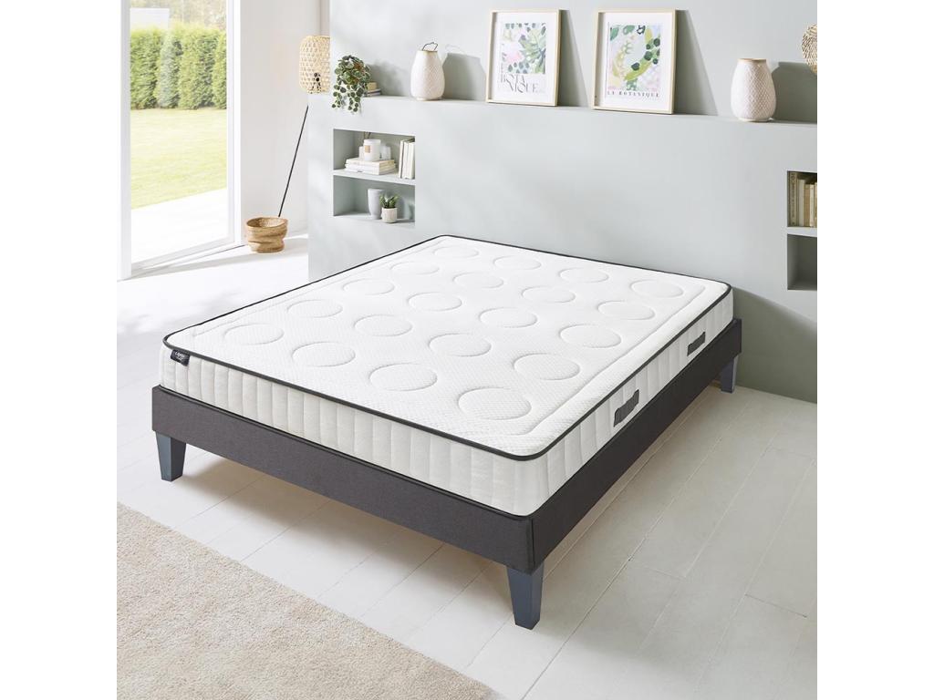 Calmetop - CRISTAL Set 180x200 cm - Memory Foam Mattress and Wooden Slatted Base 48827DXKU