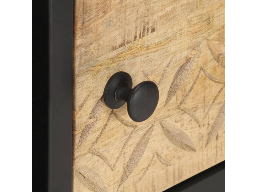 Coffee table with carved door, 90x55x36 cm, raw mango wood, 00718VKOP