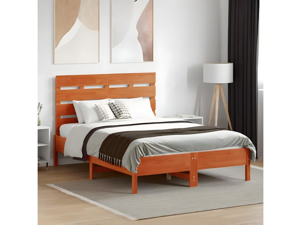 Brown wax headboard, 135 cm, solid pine wood, 79348OIBO