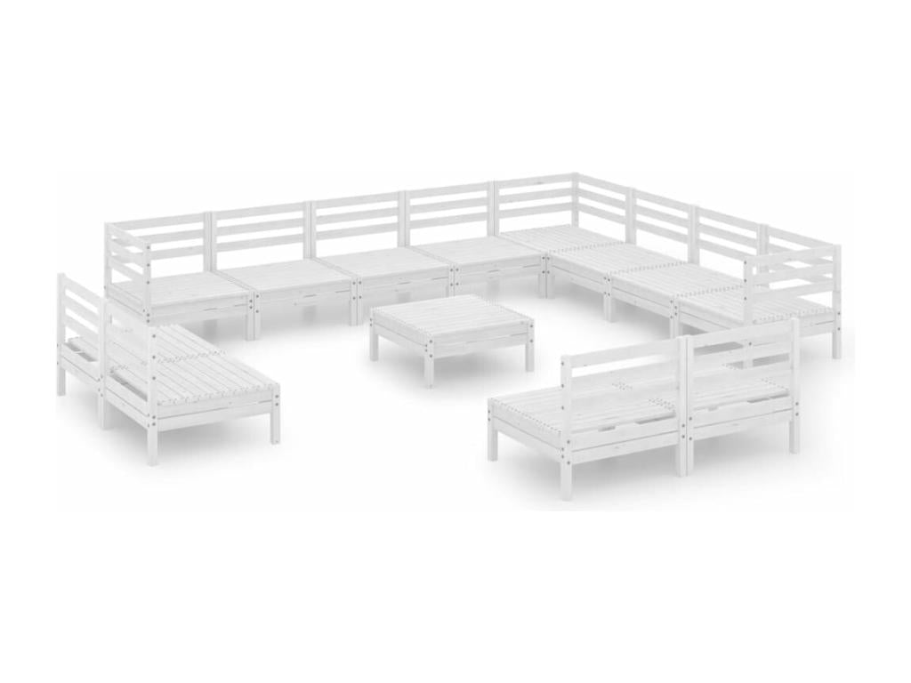 13-piece garden furniture set, solid pine wood, white, 26938IMJO