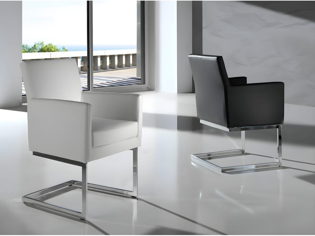 Upholstered faux leather armchair with chrome-plated steel legs. Nidchicshop 24 Nidchicshop 38336HJMT