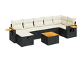 8-piece garden furniture set with cushions, black woven resin 00811KXCL