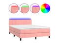 Upholstered bed base with mattress and LED light, Pink, 140x200 cm, Velvet, 33010QYCP