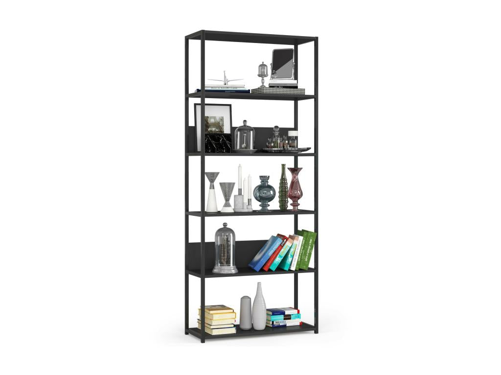 Nidchicshop Industrial Wall Shelf, Black, 80 cm, Black Front, 6 Shelves, 80x32x192 cm, 32847VTFY
