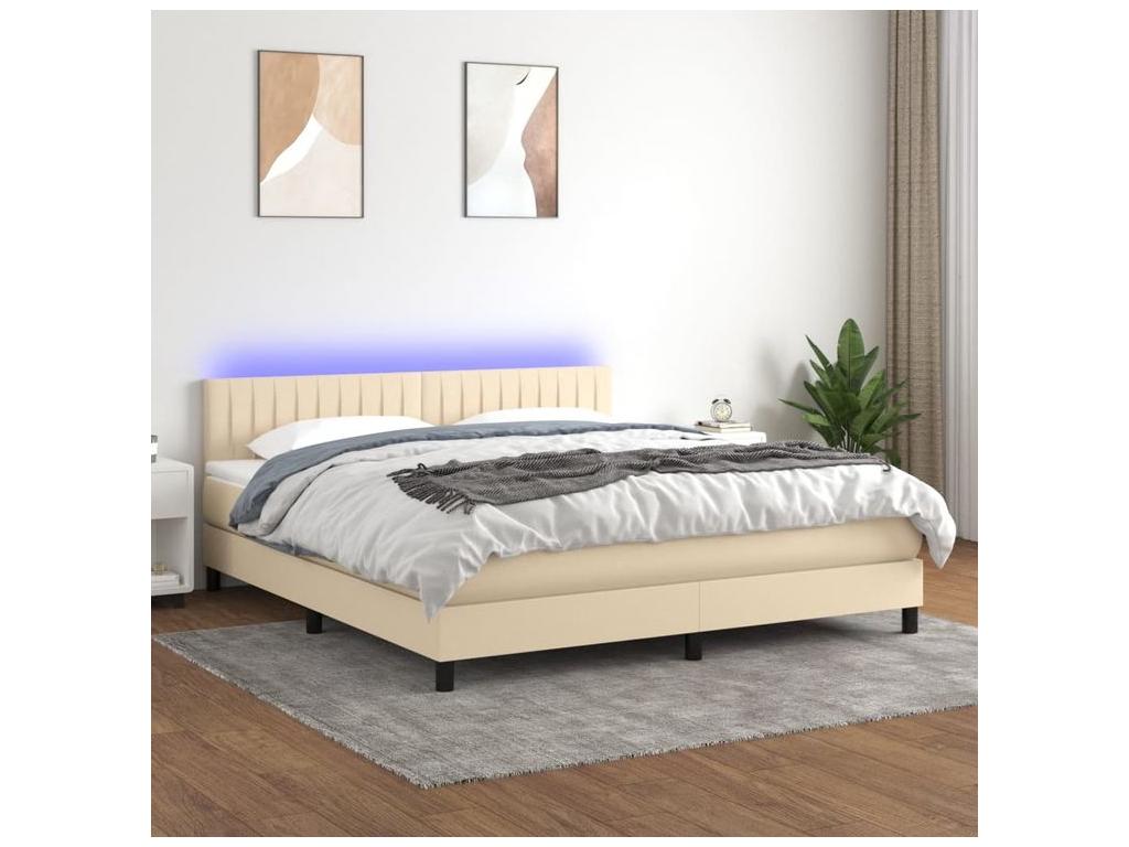 Calmetop bed base with LED mattress, Cream 160x200 Fabric 48952UJBA