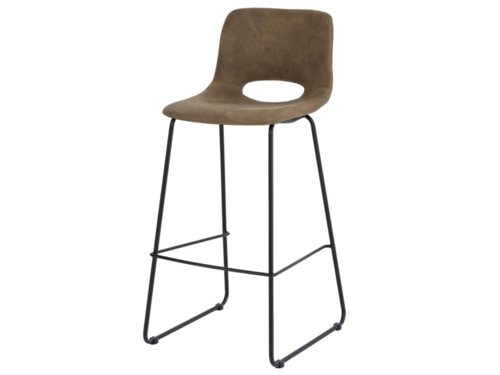 Nidchicshop faux leather polyester bar stool with metal legs - Brown - Seat height 65 cm 73644LMUH
