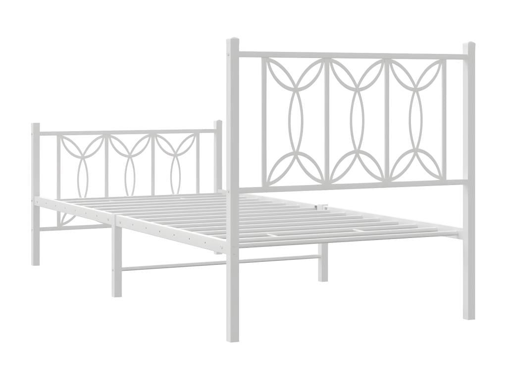 Metal bed frame with white headboard/footboard 75x190 cm 72399NPAM