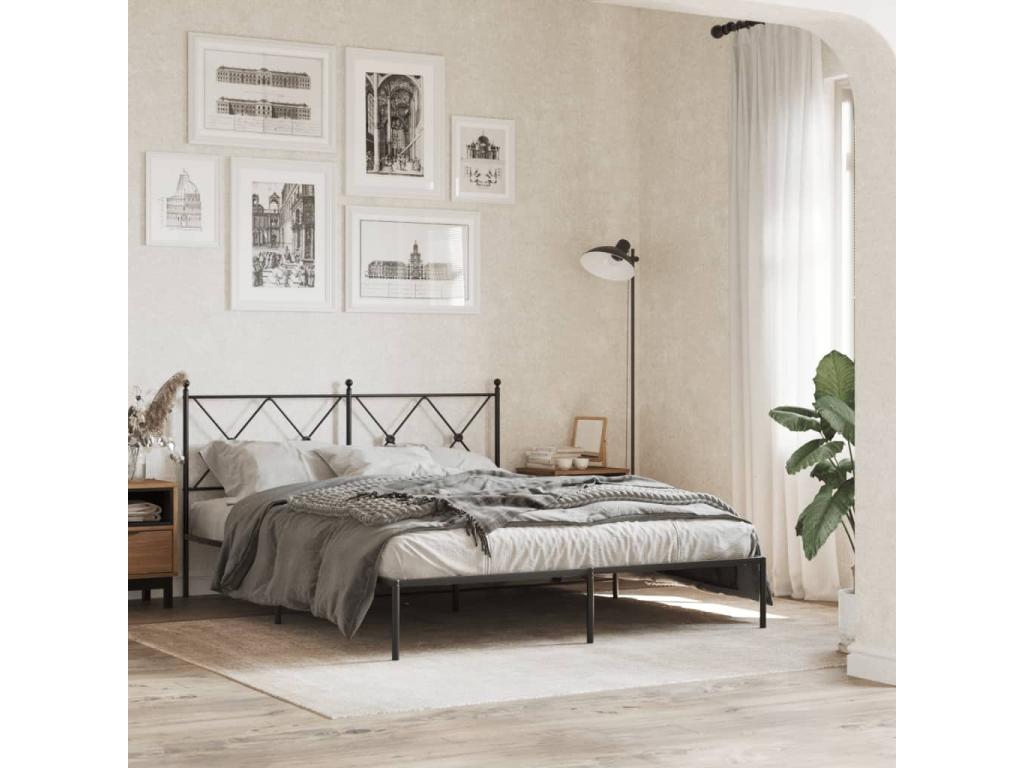 Metal bed frame with black headboard 160x200 cm 52940FDEK