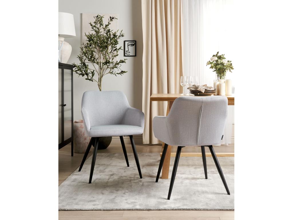 Set of 2 Nidchicshop dining chairs, light grey velvet, 30695KETG
