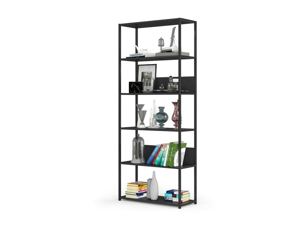 Nidchicshop Industrial Wall Shelf, Black, 80 cm, Black Front, 6 Shelves, 80x32x192 cm, 32847VTFY