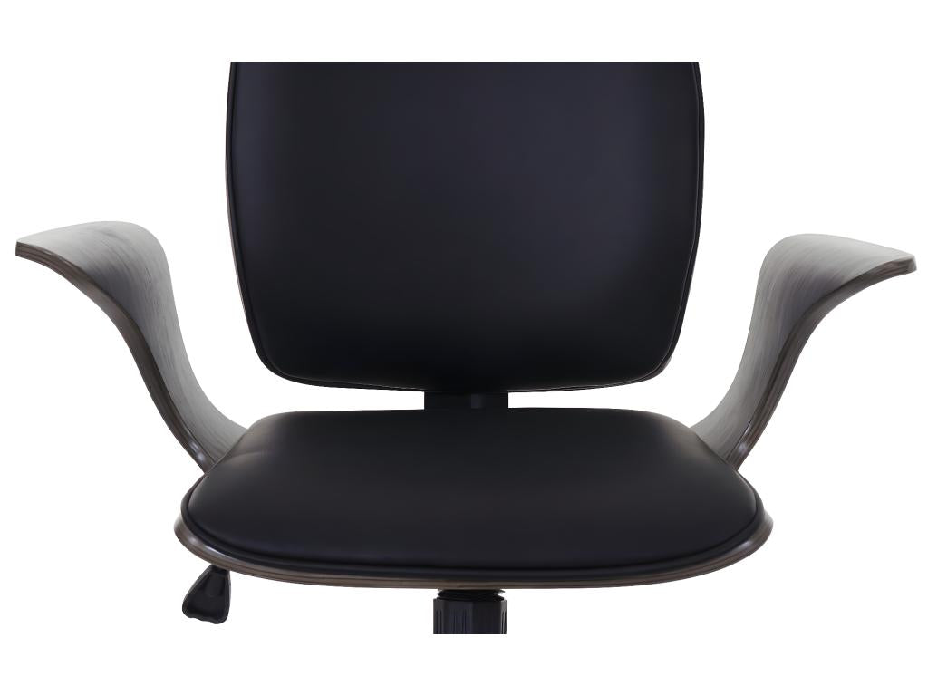 Nidchicshop-C54 office chair, walnut wood design, black fabric, 98112JFRR