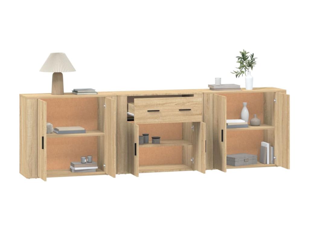 3-Piece Oak Buffet Set, Nidchicshop Engineered Wood, 34275UNIV